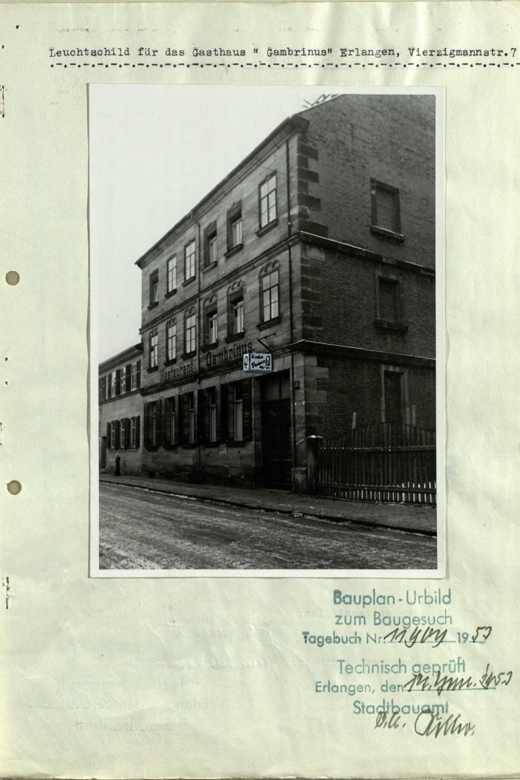 Gambrinus Geschichte Bauakte